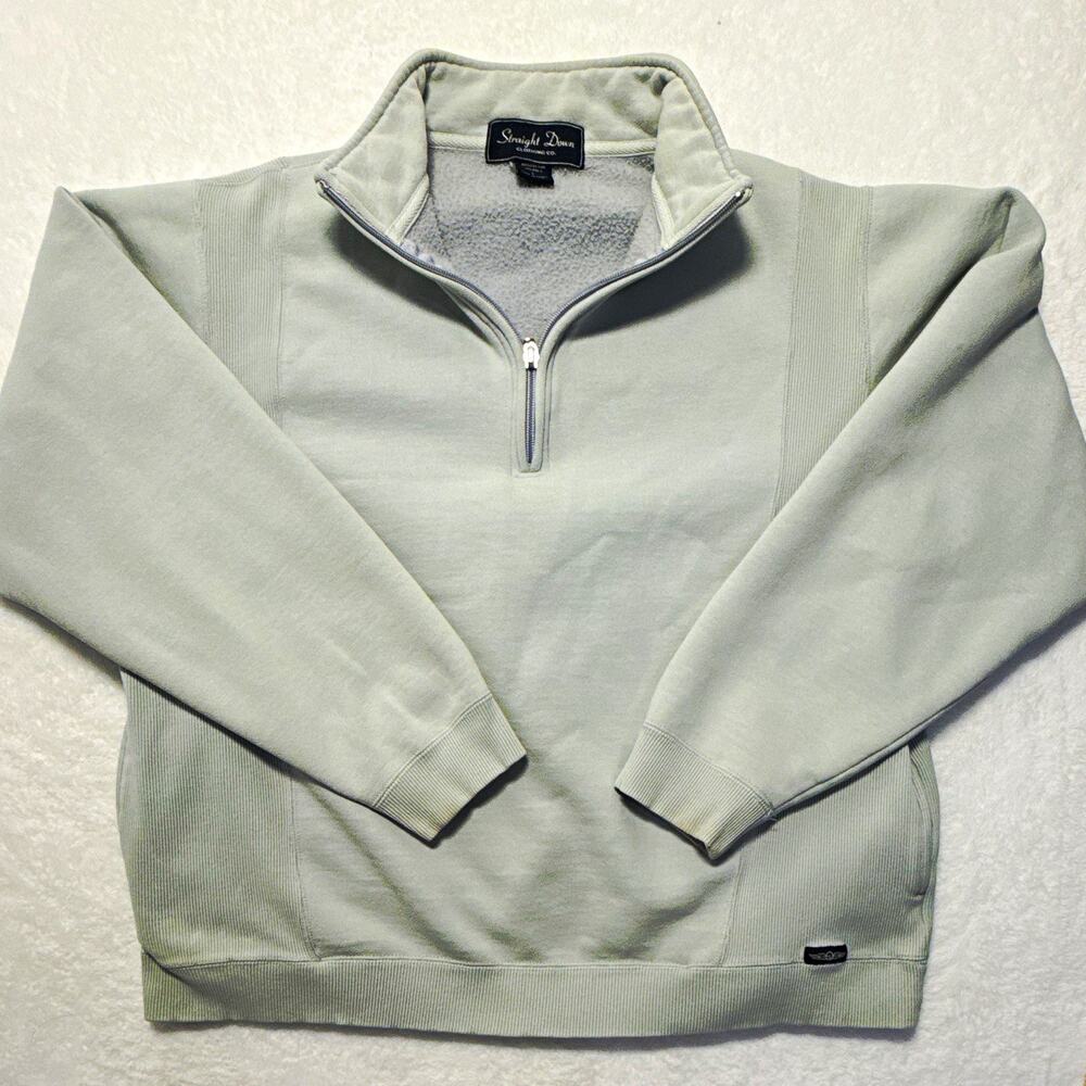 Straight Down Men's Gray Fleece 1/4 Zip Mock Neck Logo Sweatshirt L